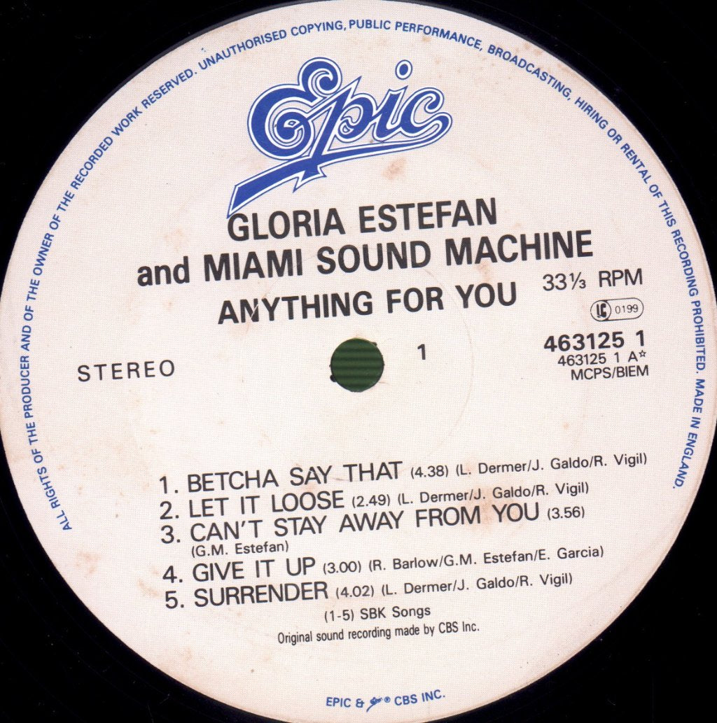 Gloria Estefan And Miami Sound Machine - Anything For You - Lp