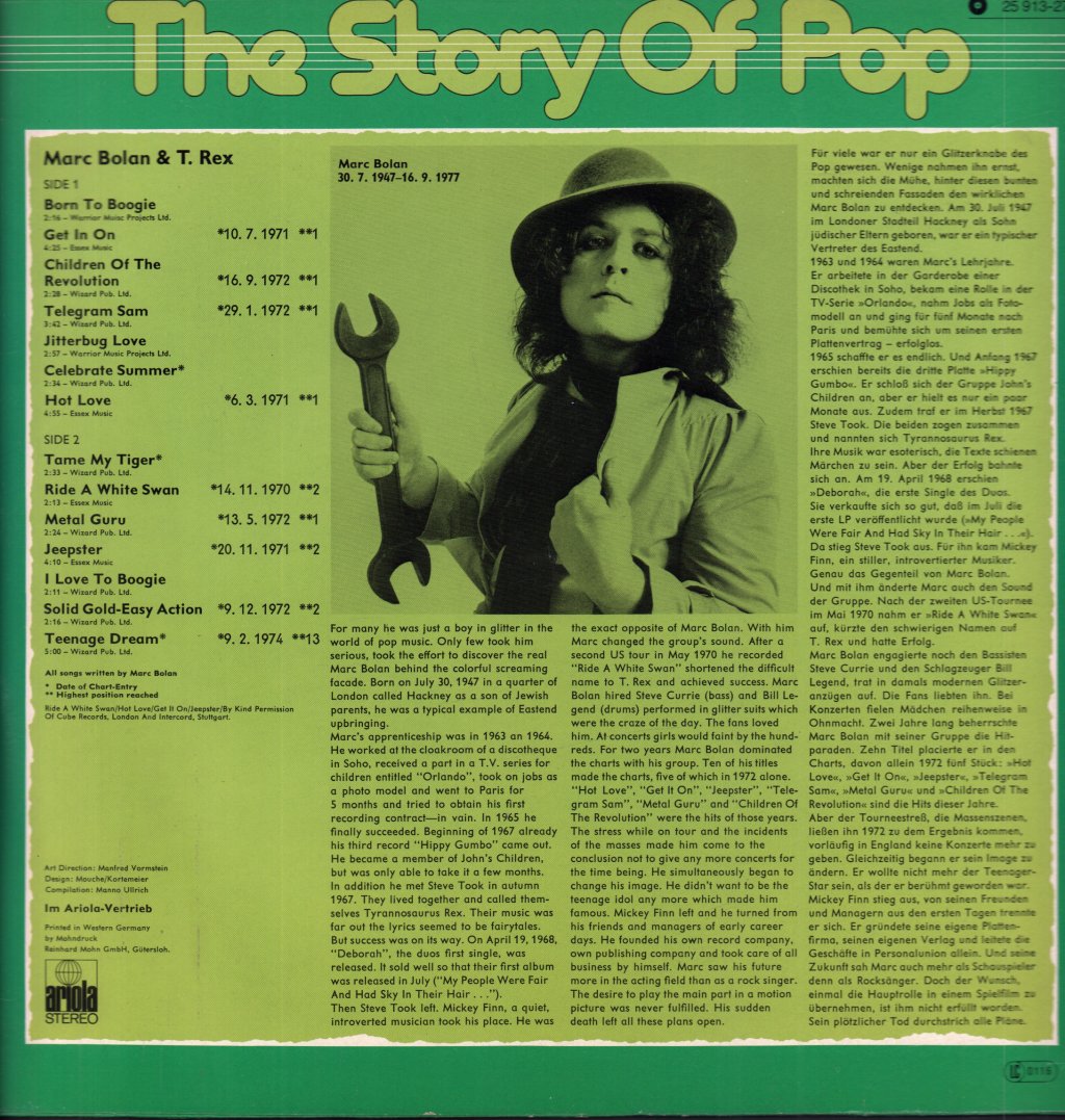Marc Bolan And T Rex - Story Of Pop - Lp