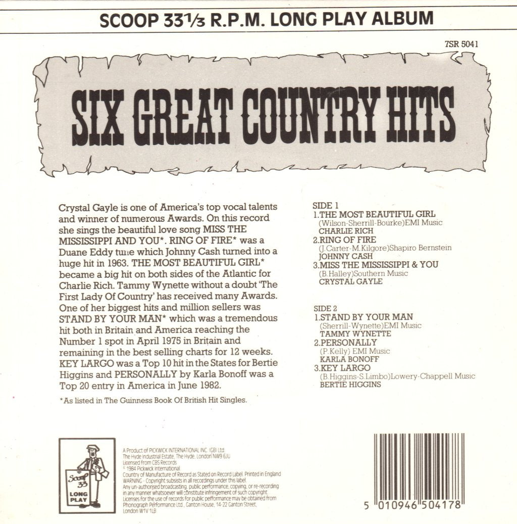 Various Artists - Six Great Country Hits - 7 Inch