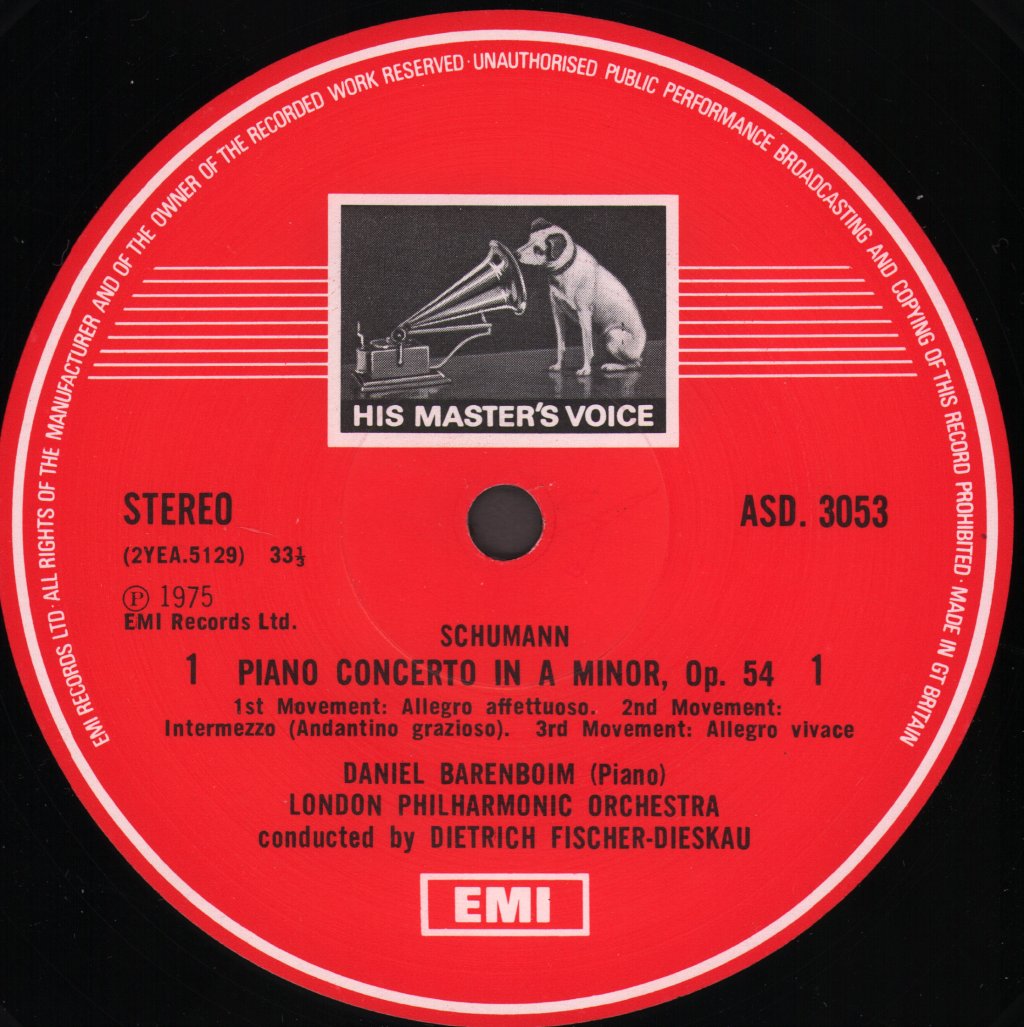Daniel Barenboim / Dietrich Fischer-Dieskau / London Philharmonic Orchestra - Schumann - Piano Concerto - Lp