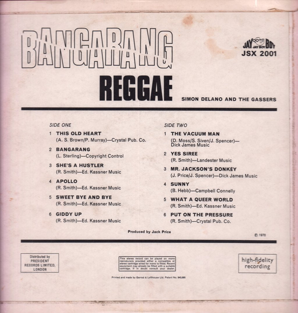 Simon Delano And The Gassers - Bangarang Reggae - Lp