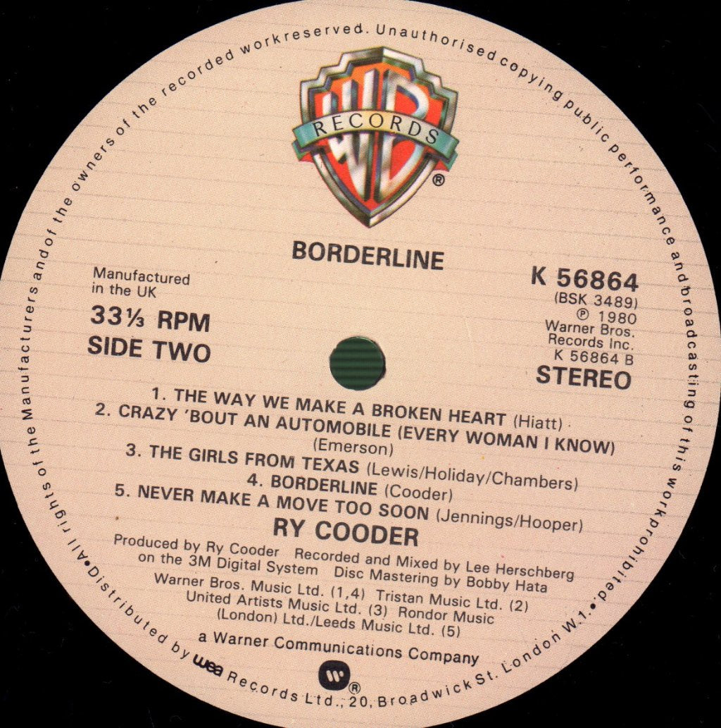Ry Cooder - Borderline - Lp