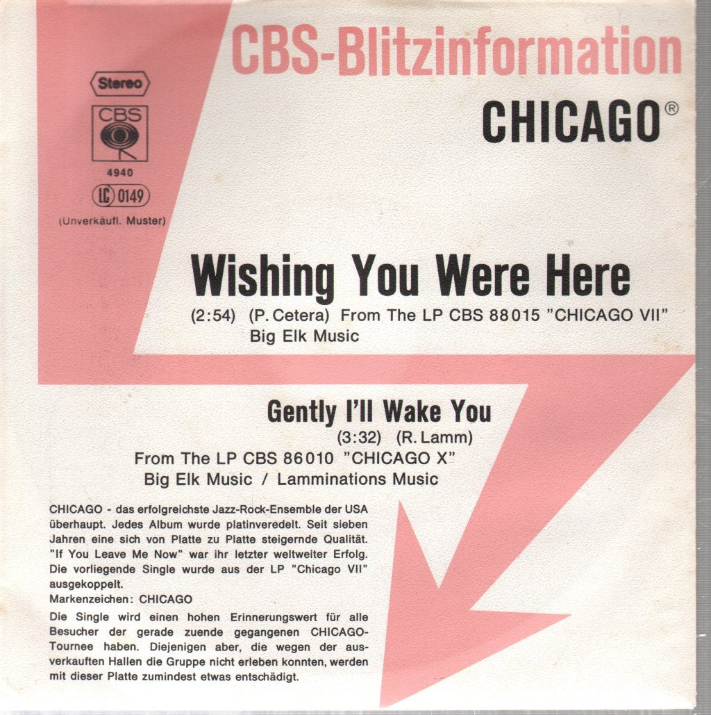 Chicago - Wishing You Were Here - 7 Inch