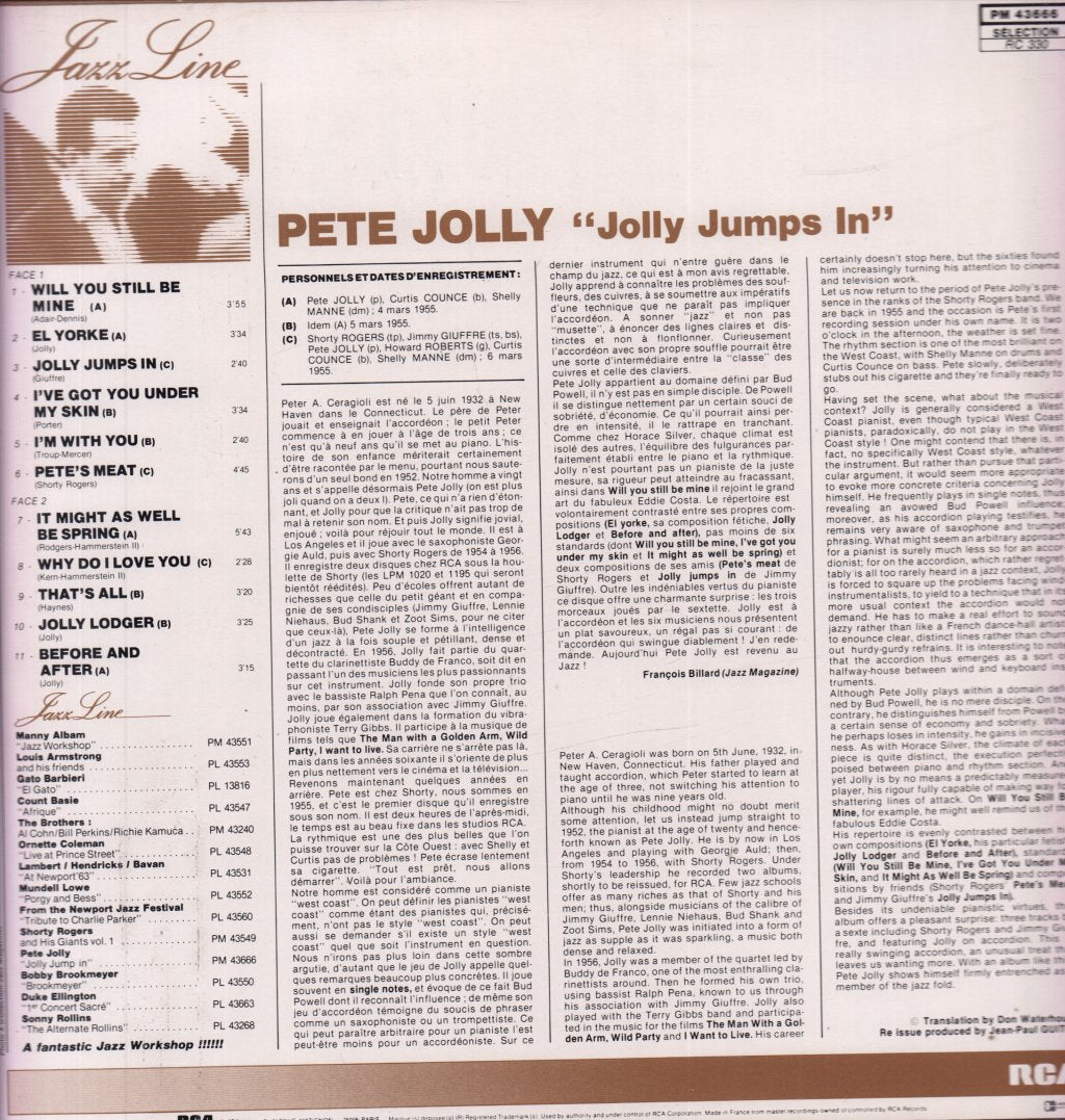 Pete Jolly - Jolly Jumps In - Lp