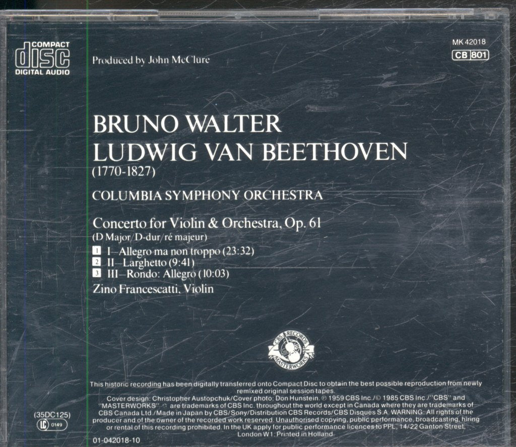 Bruno Walter - Beethoven - Violin Concerto - Cd