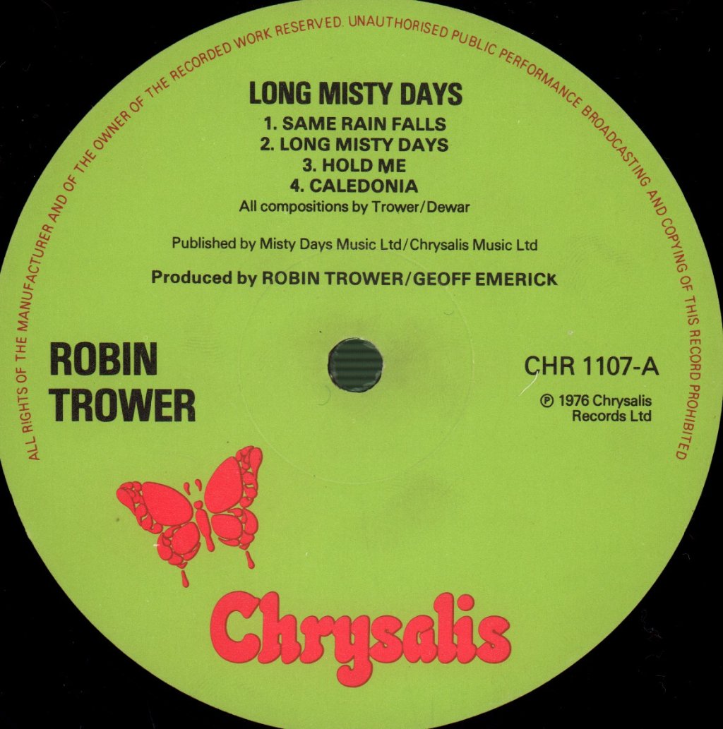 Robin Trower - Long Misty Days - Lp