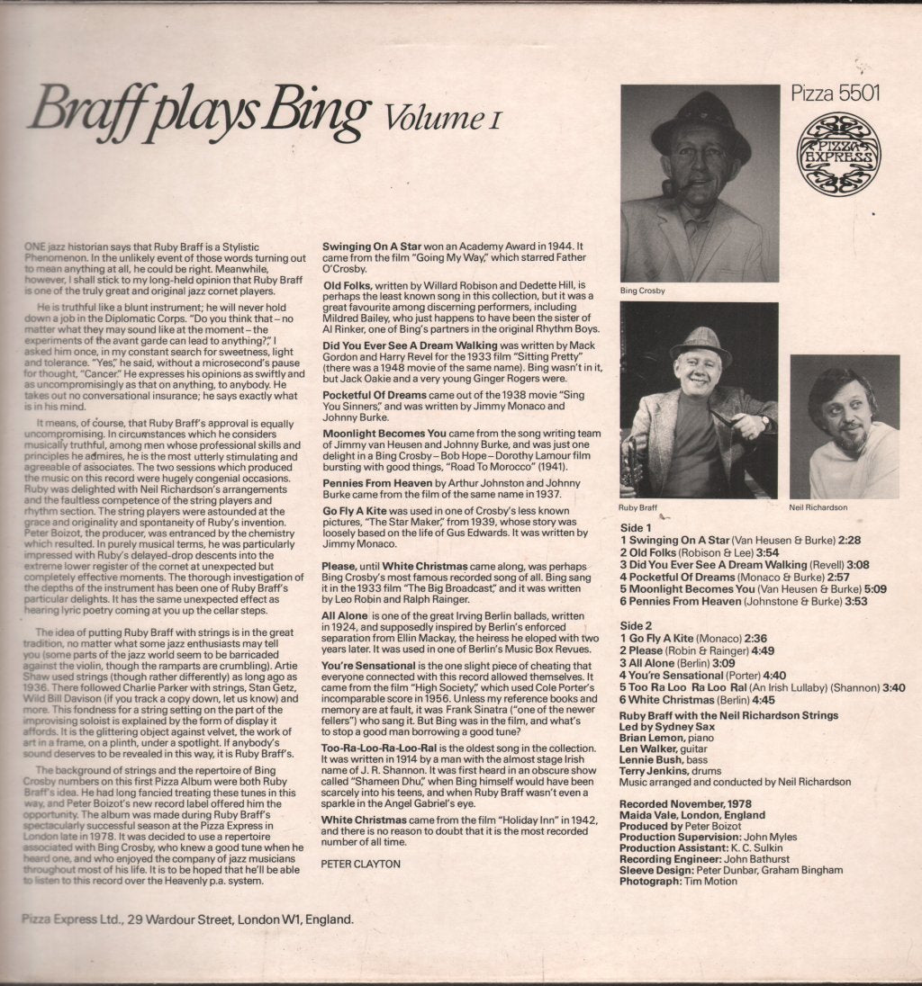 Ruby Braff - Braff Plays Bing Volume 1 - Lp