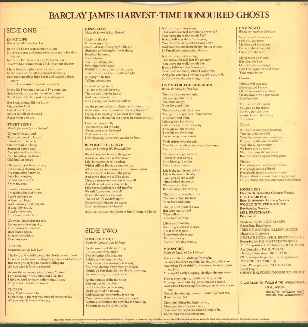 Barclay James Harvest - Time Honoured Ghosts / Octoberon - Double Lp