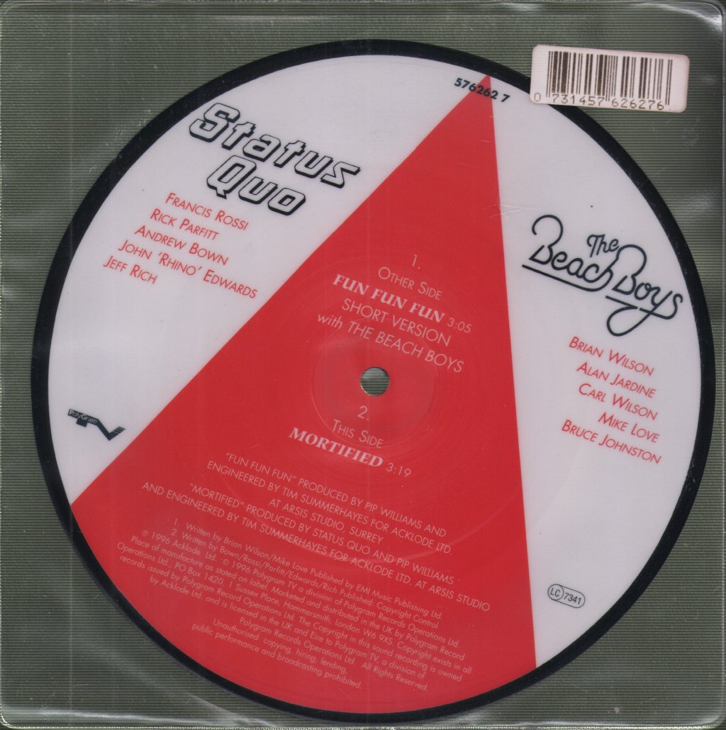 Status Quo With The Beach Boys - Fun Fun Fun - 7 Inch