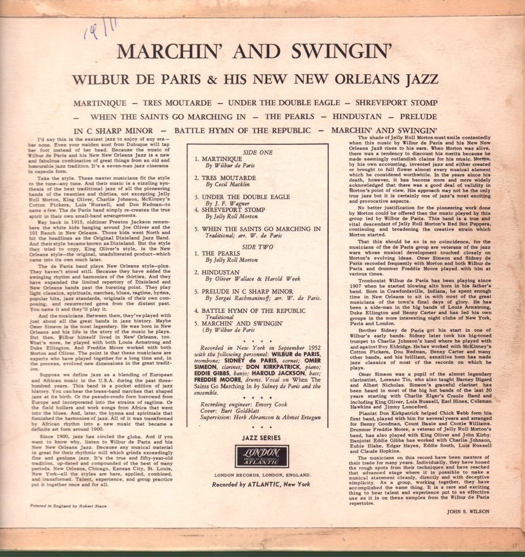 Wilbur De Paris And His New New Orleans Jazz - Marchin' And Swingin' - Lp
