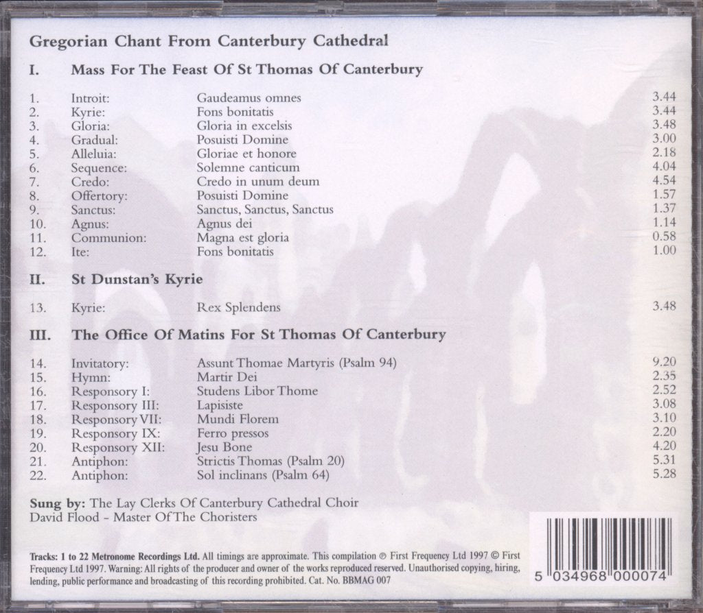 Lay Clerks Of Canterbury Cathedral Choir - Gregorian Chant - Cd