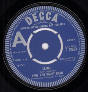 Paul And Barry Ryan - Claire - 7 Inch
