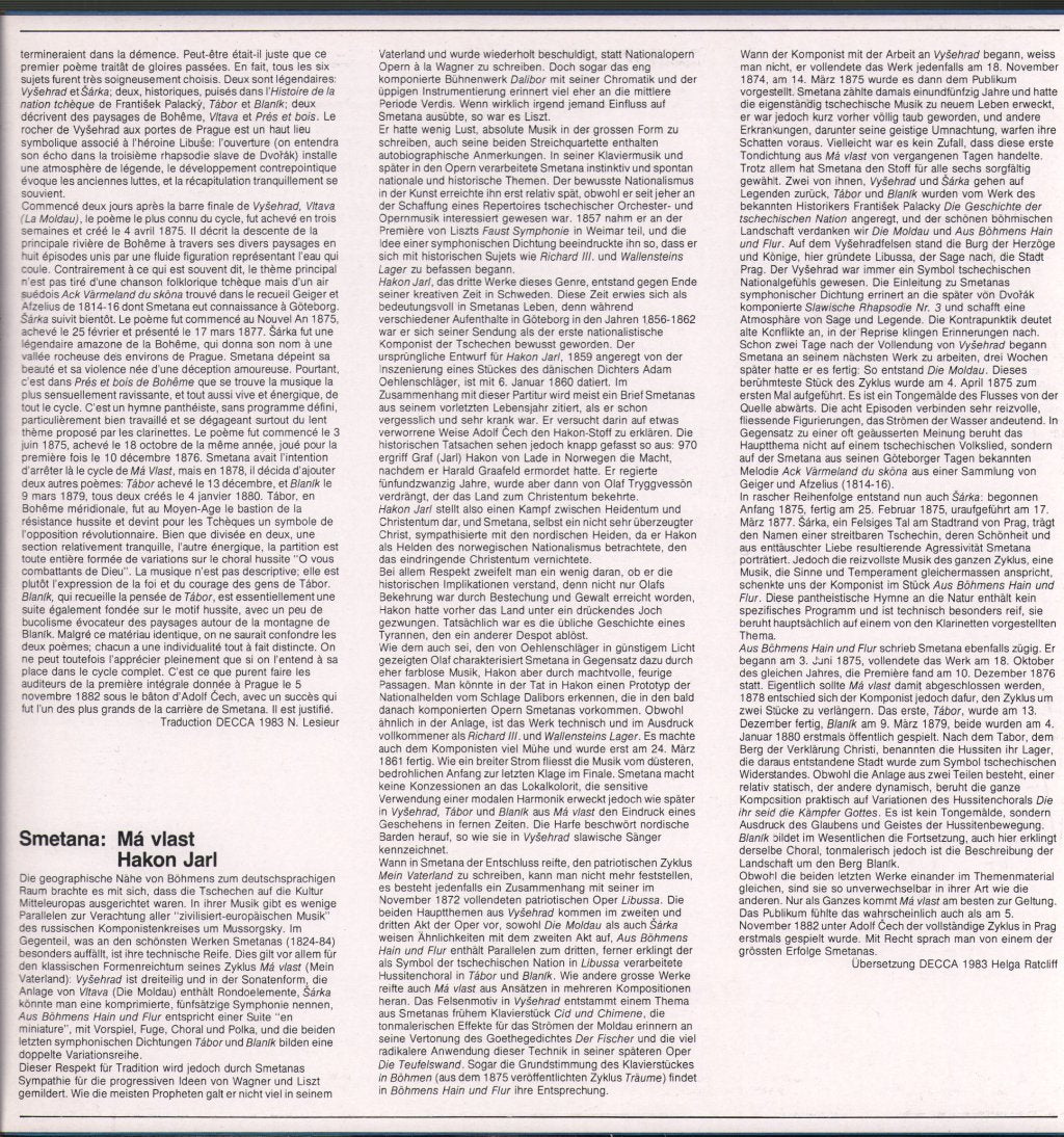 Walter Weller / Israel Philharmonic Orchestra - Bedrich Smetana - Má Vlast (My Country) / Haakon Jarl - Double Lp