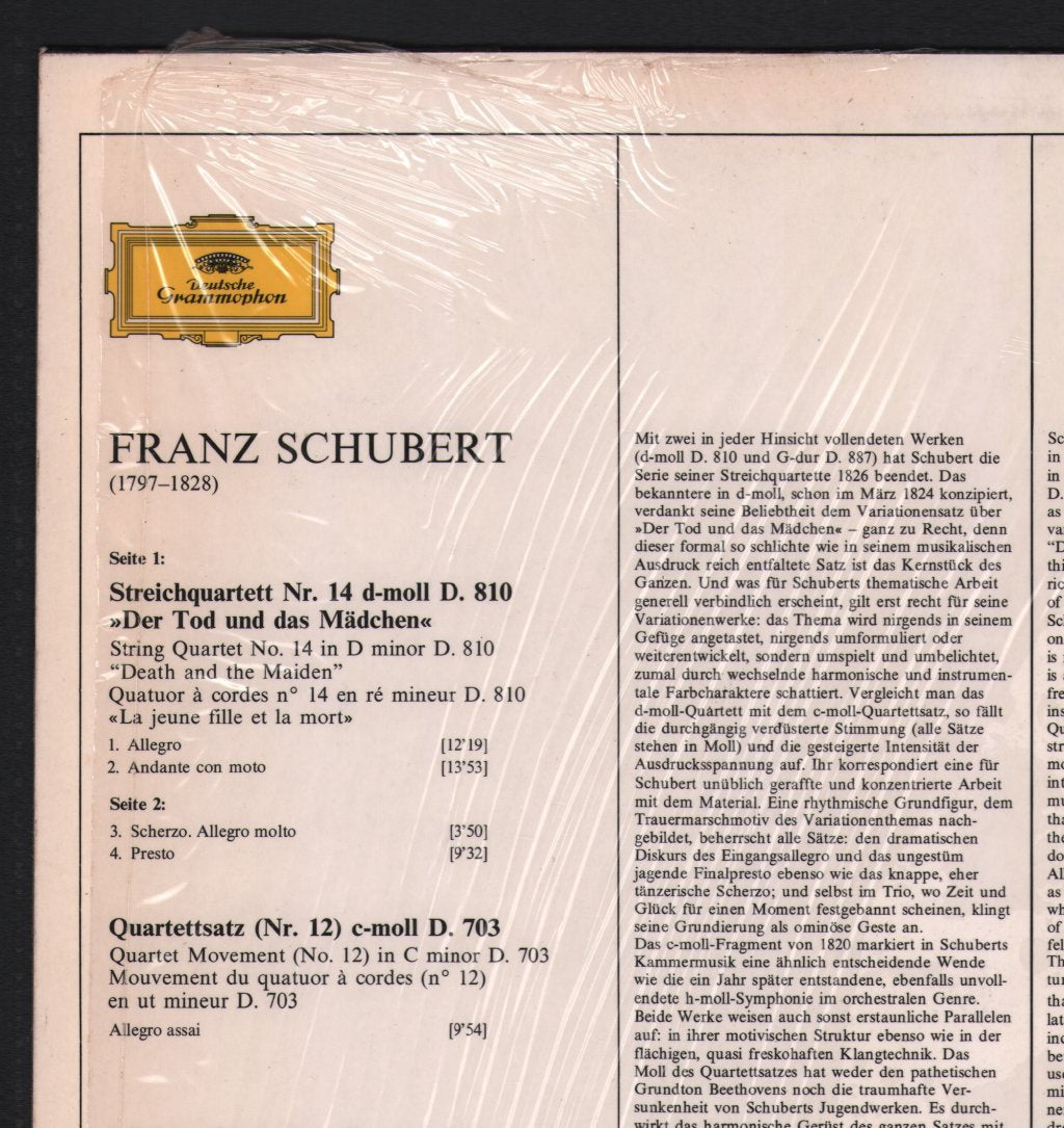 Melos Quartett Stuttgart - Franz Schubert - Der Tod Und Das Mädchen - Death And The Maiden - Lp