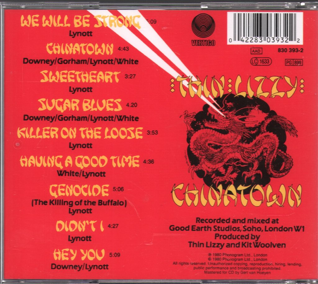 Thin Lizzy - Chinatown - Cd