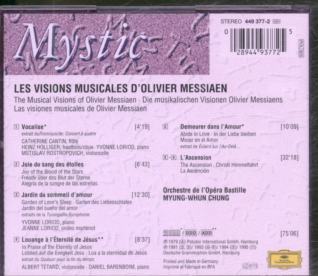 Orchestre De L'Opera Bastile, Myung-Whun Chung - Messiaen - Mystic (The Musical Visions Of Olivier Messiaen) - Cd
