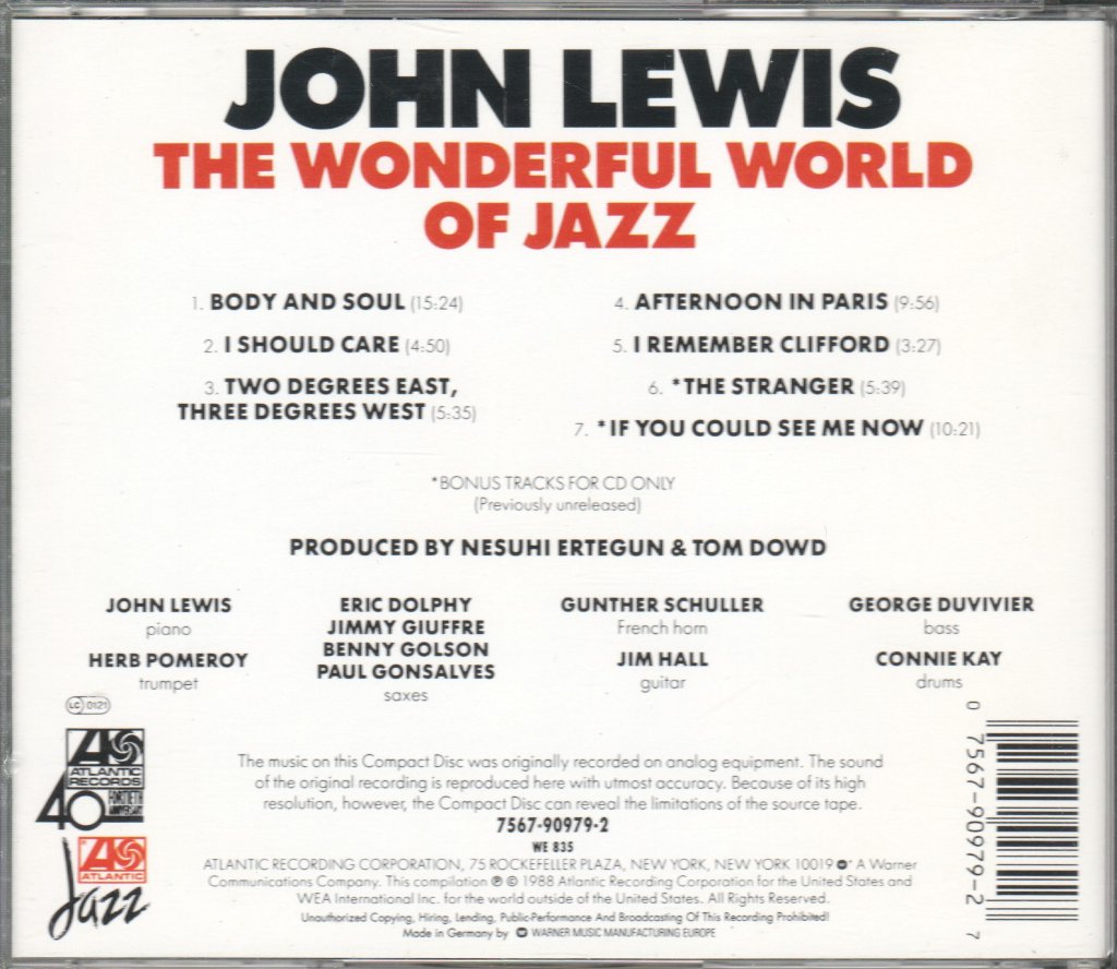 John Lewis (2) - Wonderful World Of Jazz - Cd