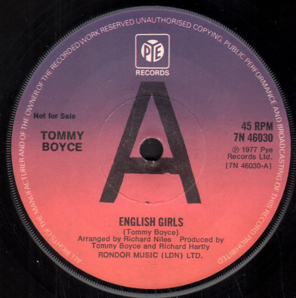 Tommy Boyce - English Girls - 7 Inch