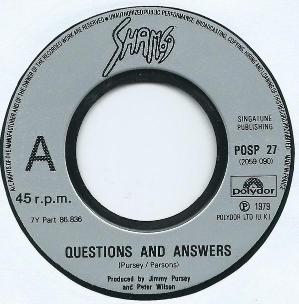 Sham 69 - Questions And Answers - 7 Inch
