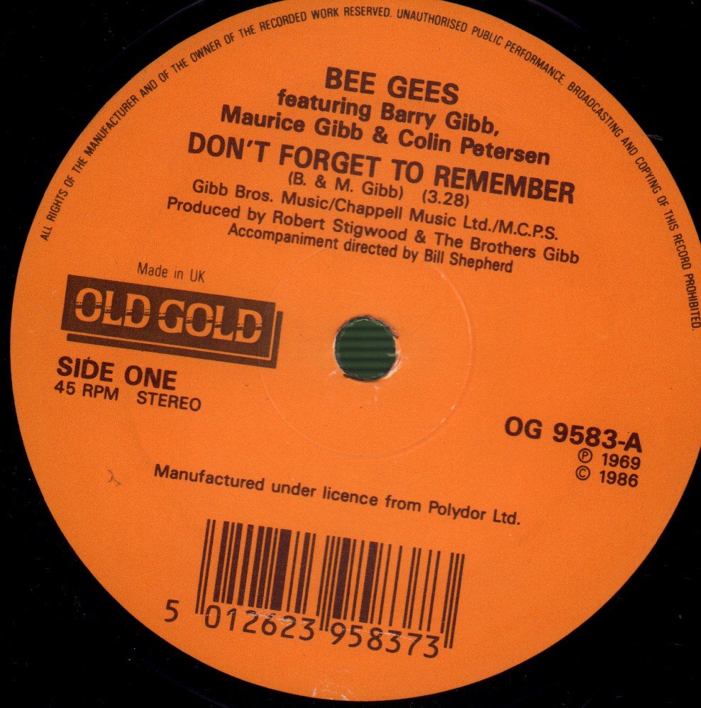 Bee Gees - Don't Forget To Remember / First Of May - 7 Inch