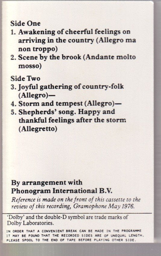 Beethoven - SYMPHONY NO. 6 IN F, OP. 68, PASTORAL - Cassette