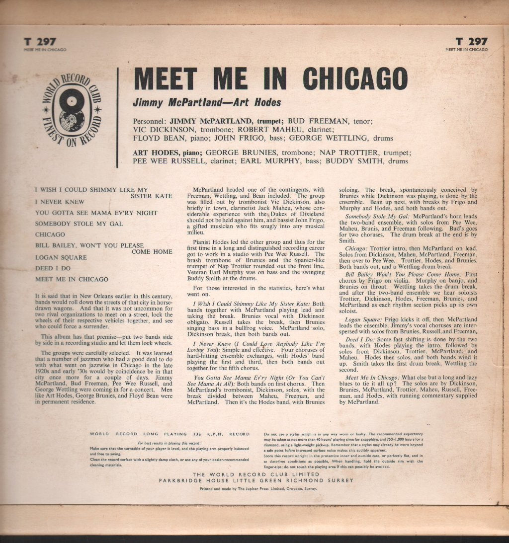 Jimmy Mcpartland and Art hodes - Meet Me In Chicago - Lp