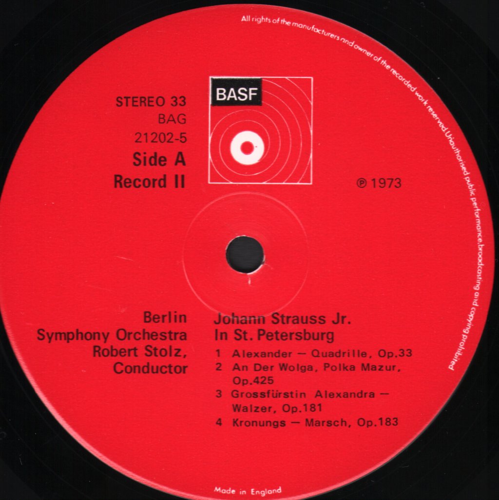 Robert Stolz / Berlin Symphony Orchestra - Johann Strauss In St. Petersburg - Double Lp