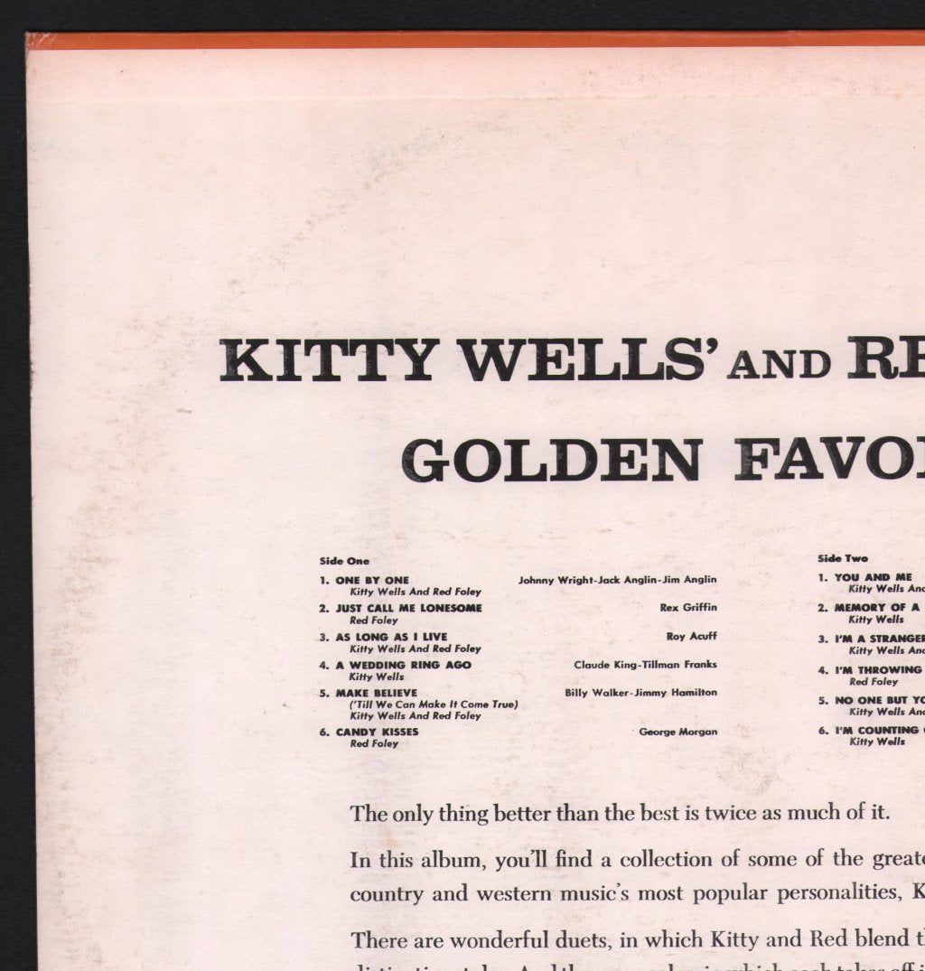 Kitty Wells And Red Foley - Kitty Wells' And Red Foley's Golden Favorites - Lp