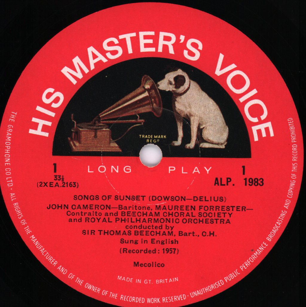 Sir Thomas Beecham / Maureen Forrester / John Cameron / Royal Philharmonic Orchestra - Delius - Songs Of Sunset / Vidal - Gavotte / German - Gipsy Suite - Lp