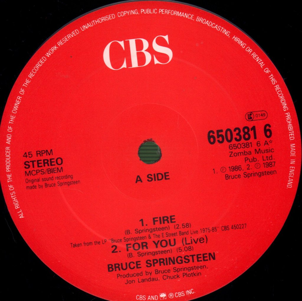Bruce Springsteen - Fire - 12 Inch