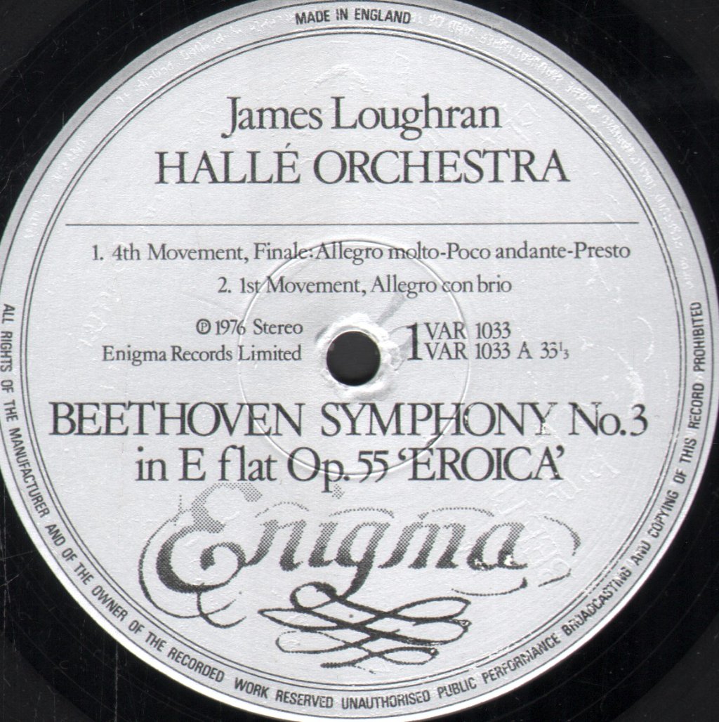 James Loughran / Halle Orchestra - Beethoven - Symphony No.3 In E Flat Op.55 "Eroica" - Lp