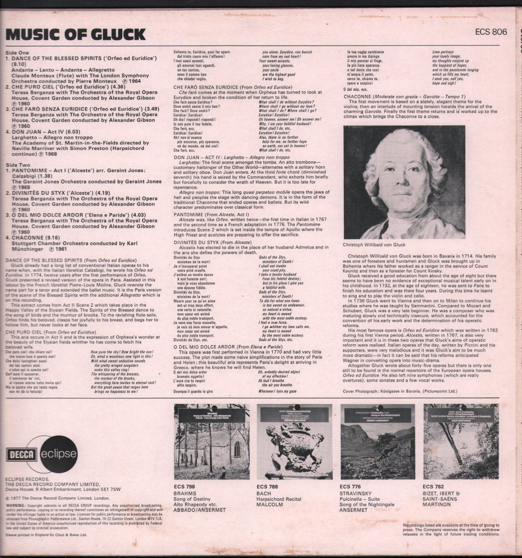 Various Artists - Music Of Gluck - Lp