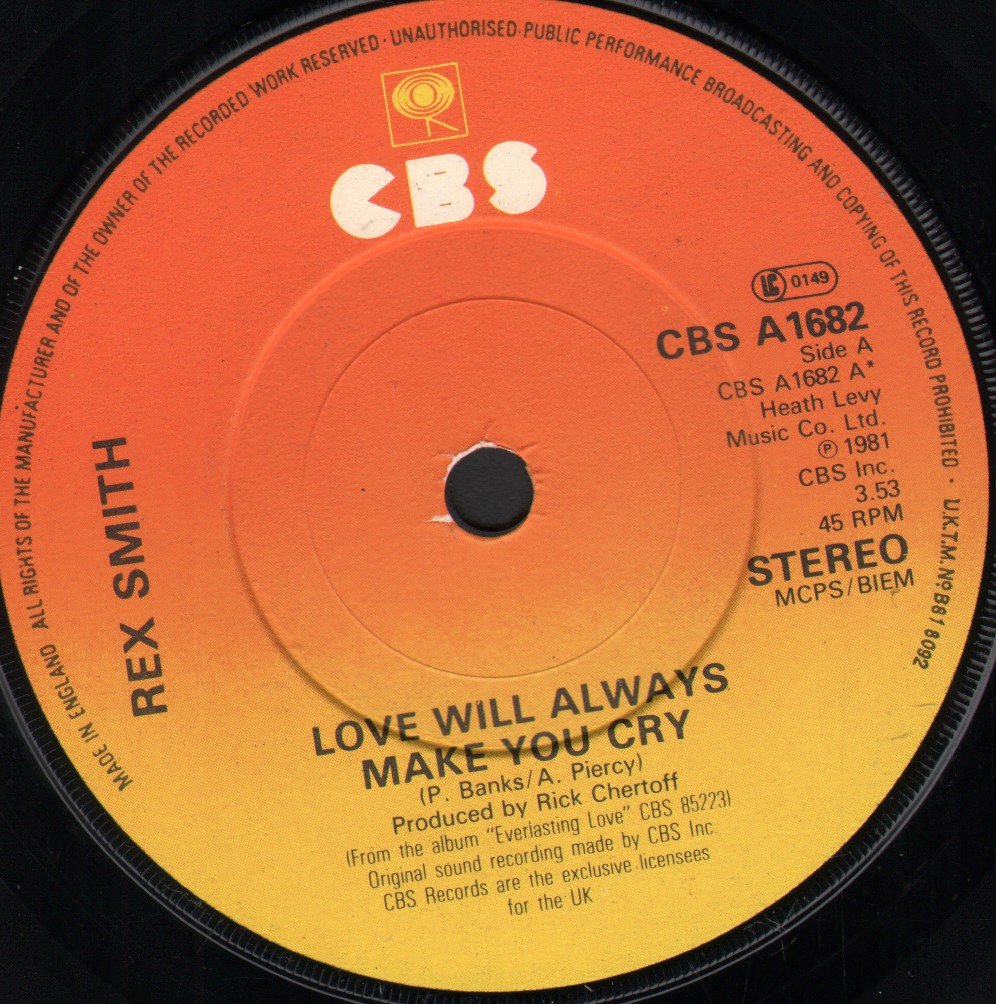 Rex Smith - Love Will Always Make You Cry - 7 Inch