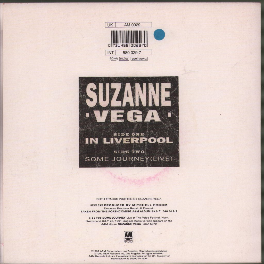 Suzanne Vega - In Liverpool - 7 Inch