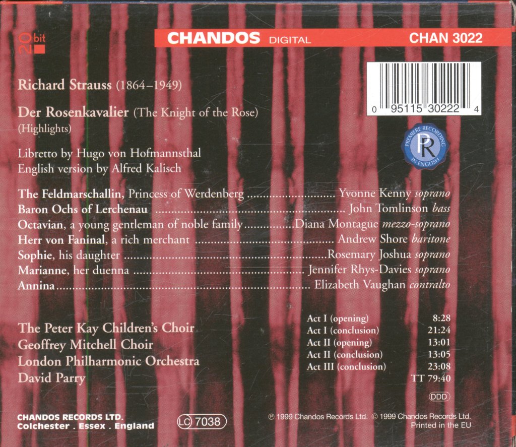 London Philharmonic Orchestra, David Parry - Strauss - Der Rosenkavalier Highlights - Cd