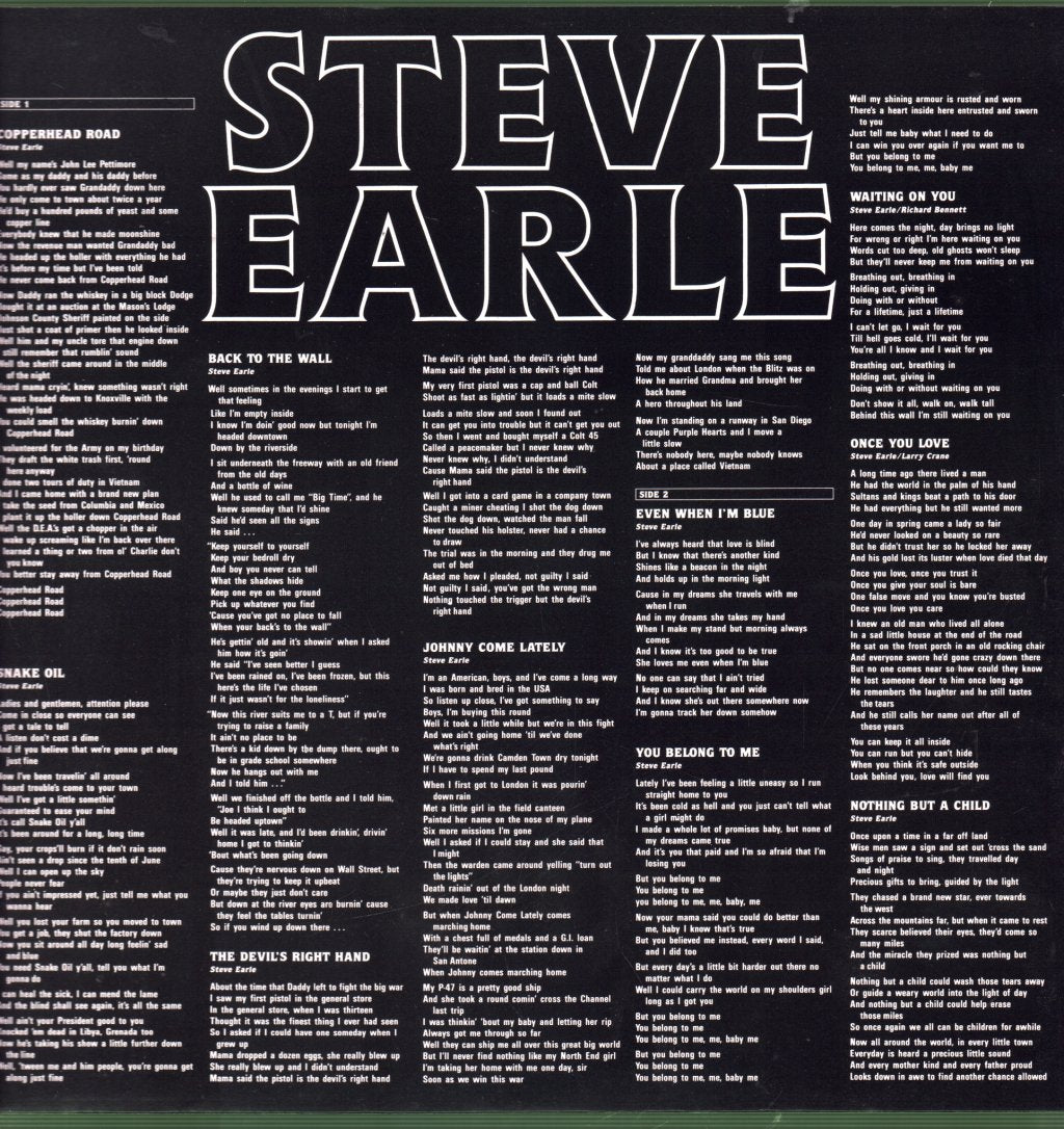 Steve Earle - Copperhead Road - Lp