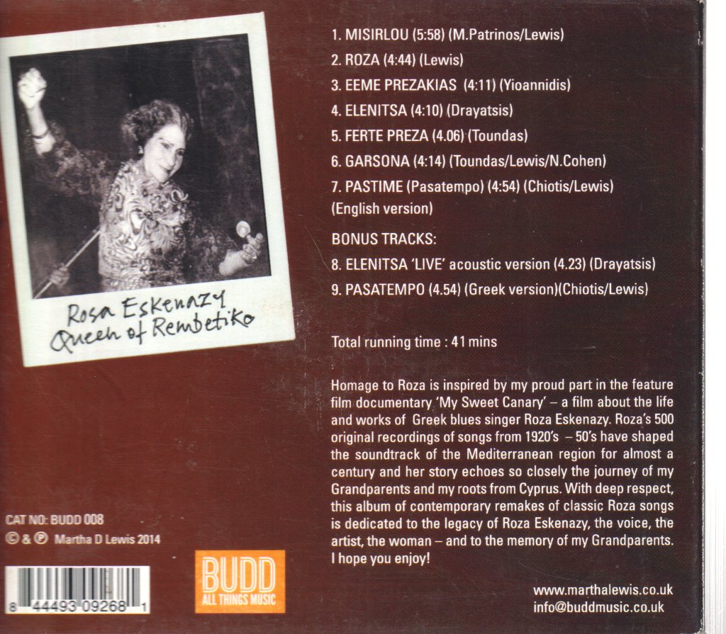 Martha D Lewis - Homage To Roza - Cd