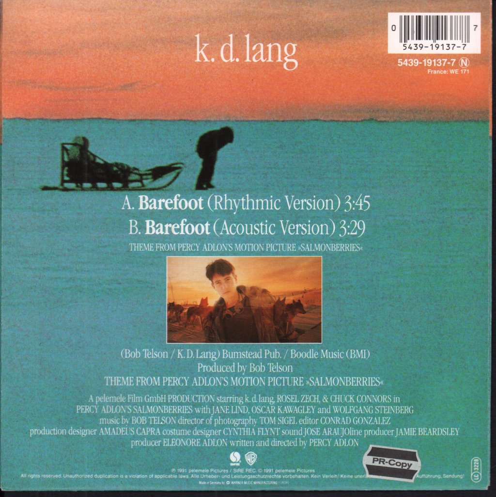 K.D. Lang - Barefoot - 7 Inch