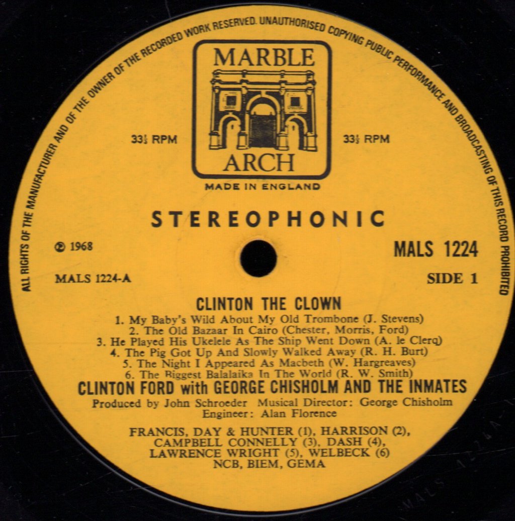 Clinton Ford With George Chisholm And The Inmates - Clinton The Clown - Lp