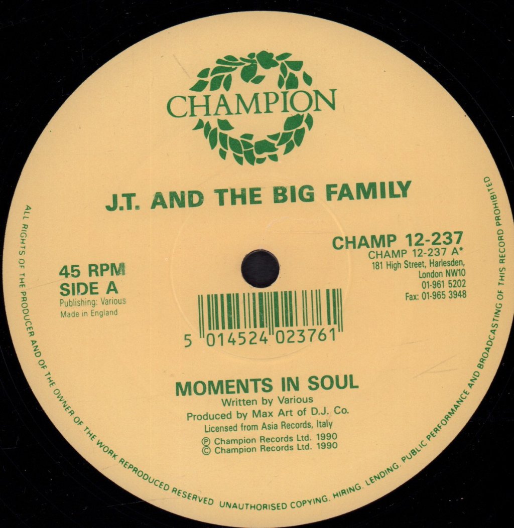Jt And The Big Family - Moments In Soul - 12 Inch