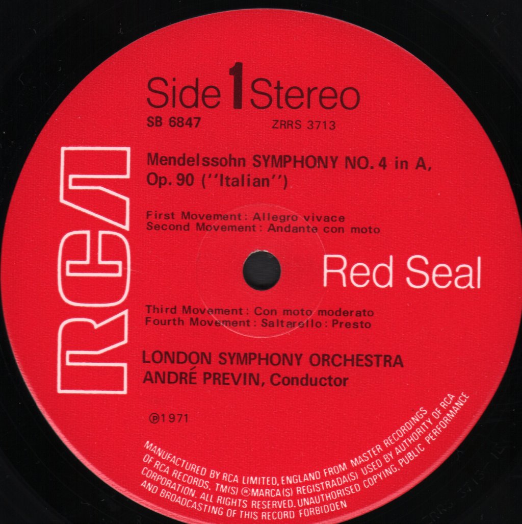 Andre Previn - Mendelssohn - Italian Symphony / Prokofiev - Classical Symphony - Lp