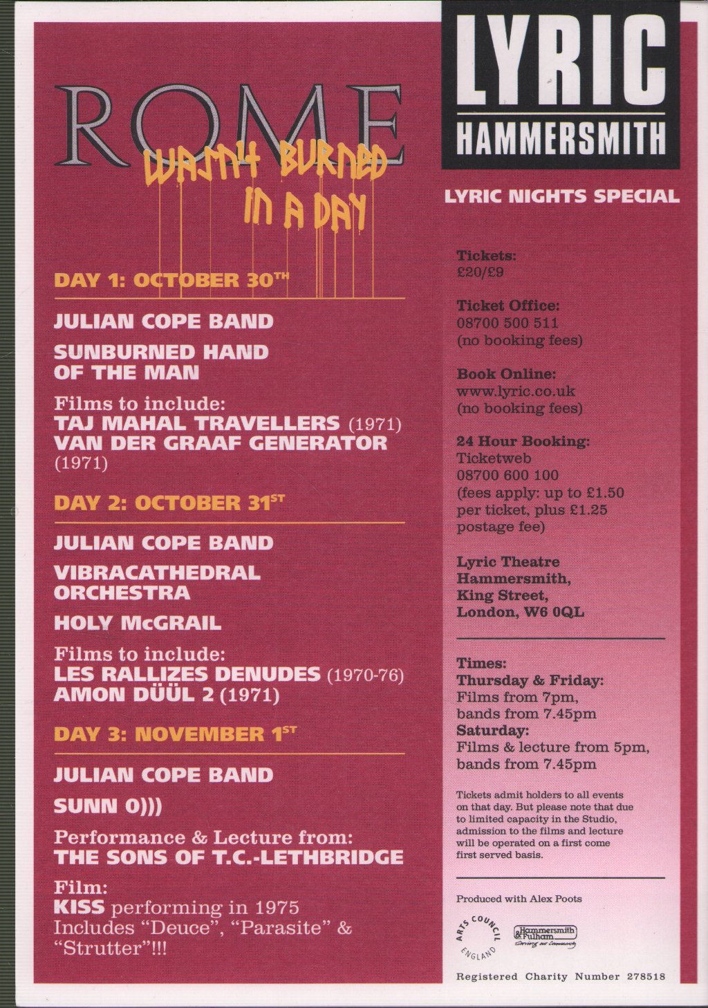 Julian Cope - Rome Wasn't Burned In A Day - Flyer