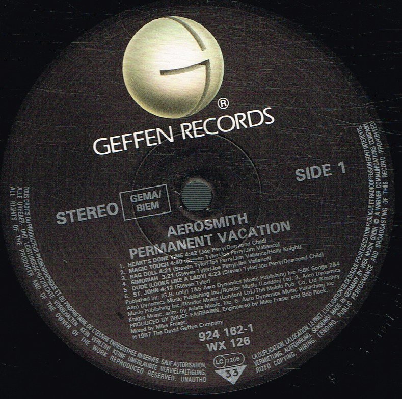Aerosmith - Permanent Vacation - Lp