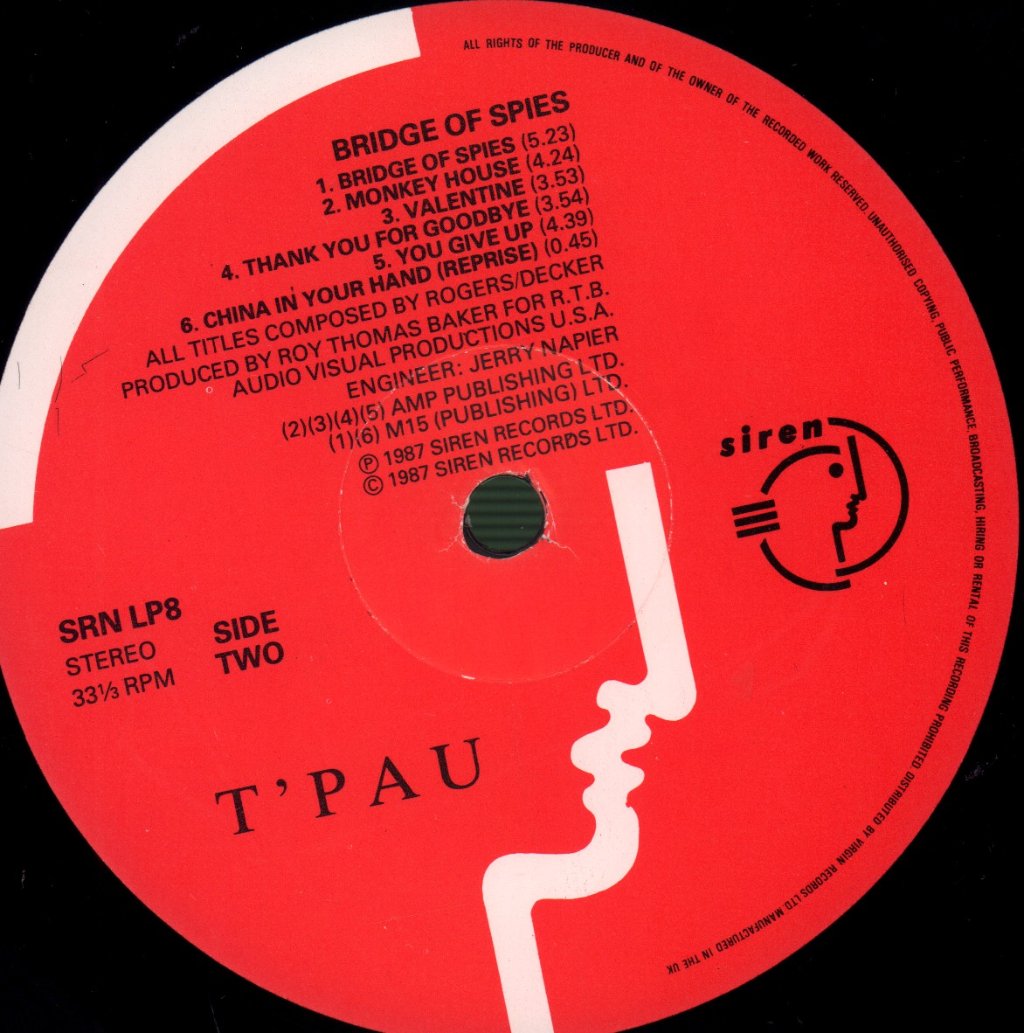 T'PAU - Bridge Of Spies - Lp