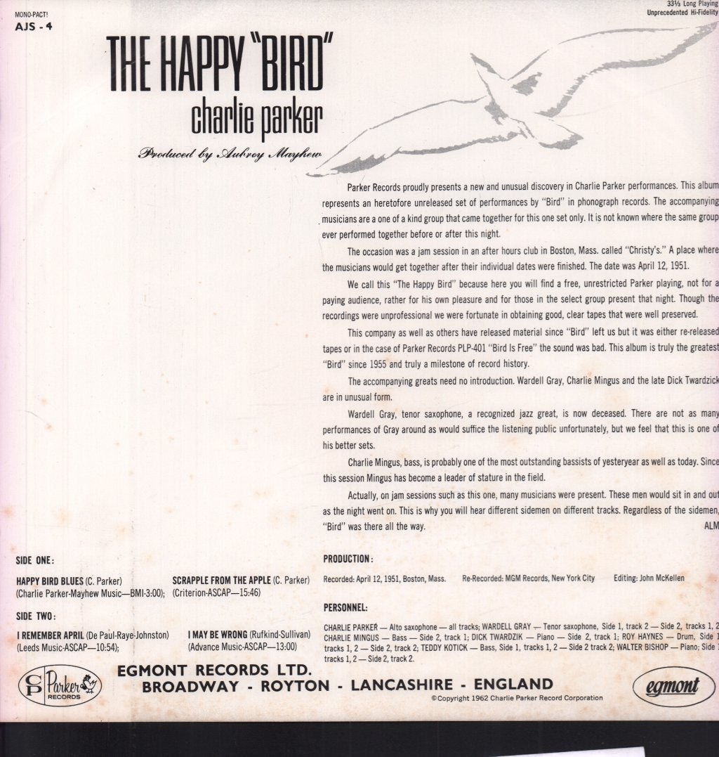 Charlie Parker - Happy "Bird" - Lp