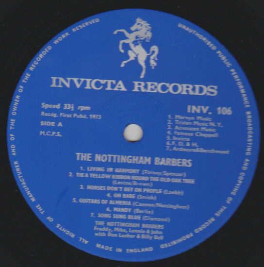 Nottingham Barbers WITH DON LUSHER AND BILLY BELL - POPULAR SONGS FROM THE Pebble Mill At One TV SERIES - Lp