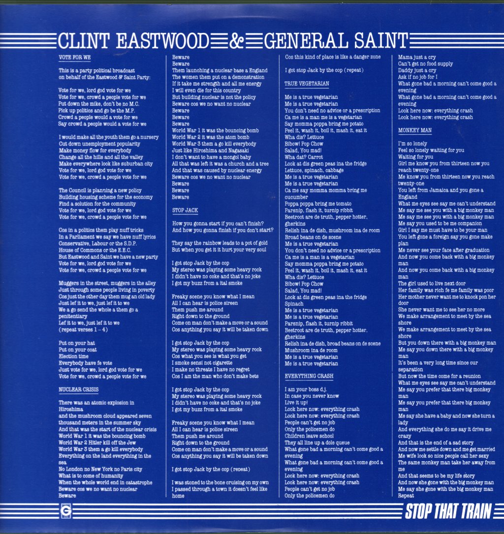 Clint Eastwood And General Saint - Stop That Train - Lp