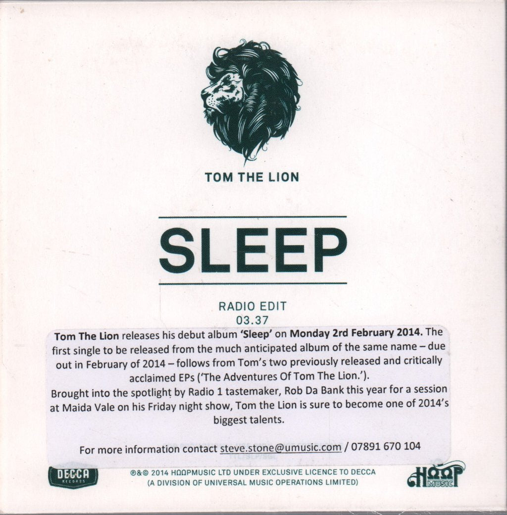 Tom The Lion - Sleep - Cdr