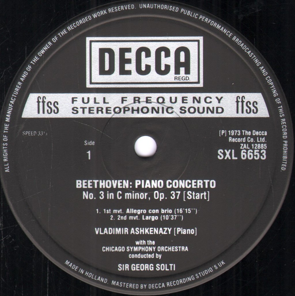 Vladimir Ashkenazy / Sir Georg Solti / Chicago Symphony - Beethoven - Piano Concerto No.3 / Piano Concerto No.26 - Lp