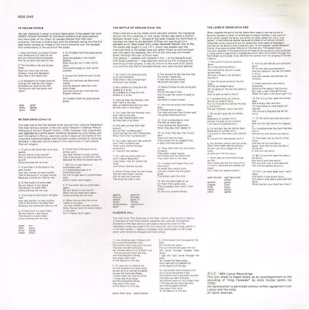 Andy Hunter - King Fareweel - Lp